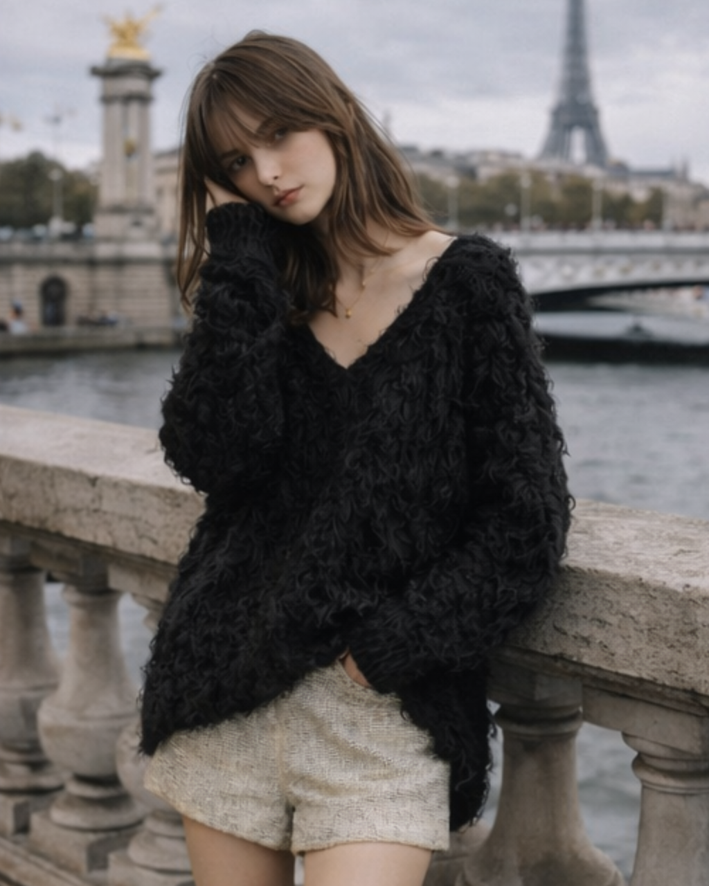 Airy Shaggy V Knit