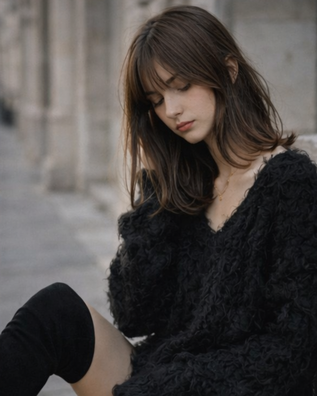 Airy Shaggy V Knit