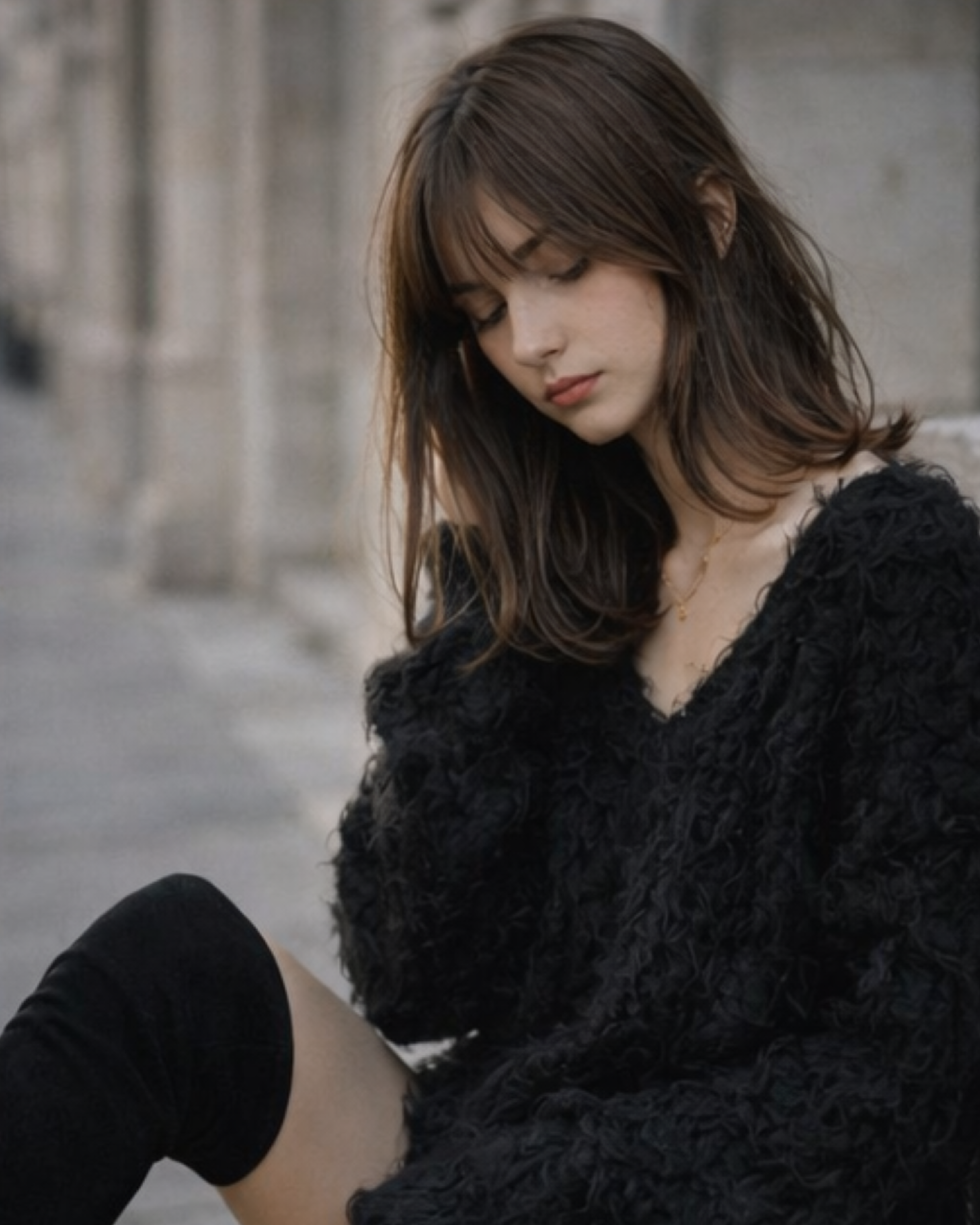 Airy Shaggy V Knit