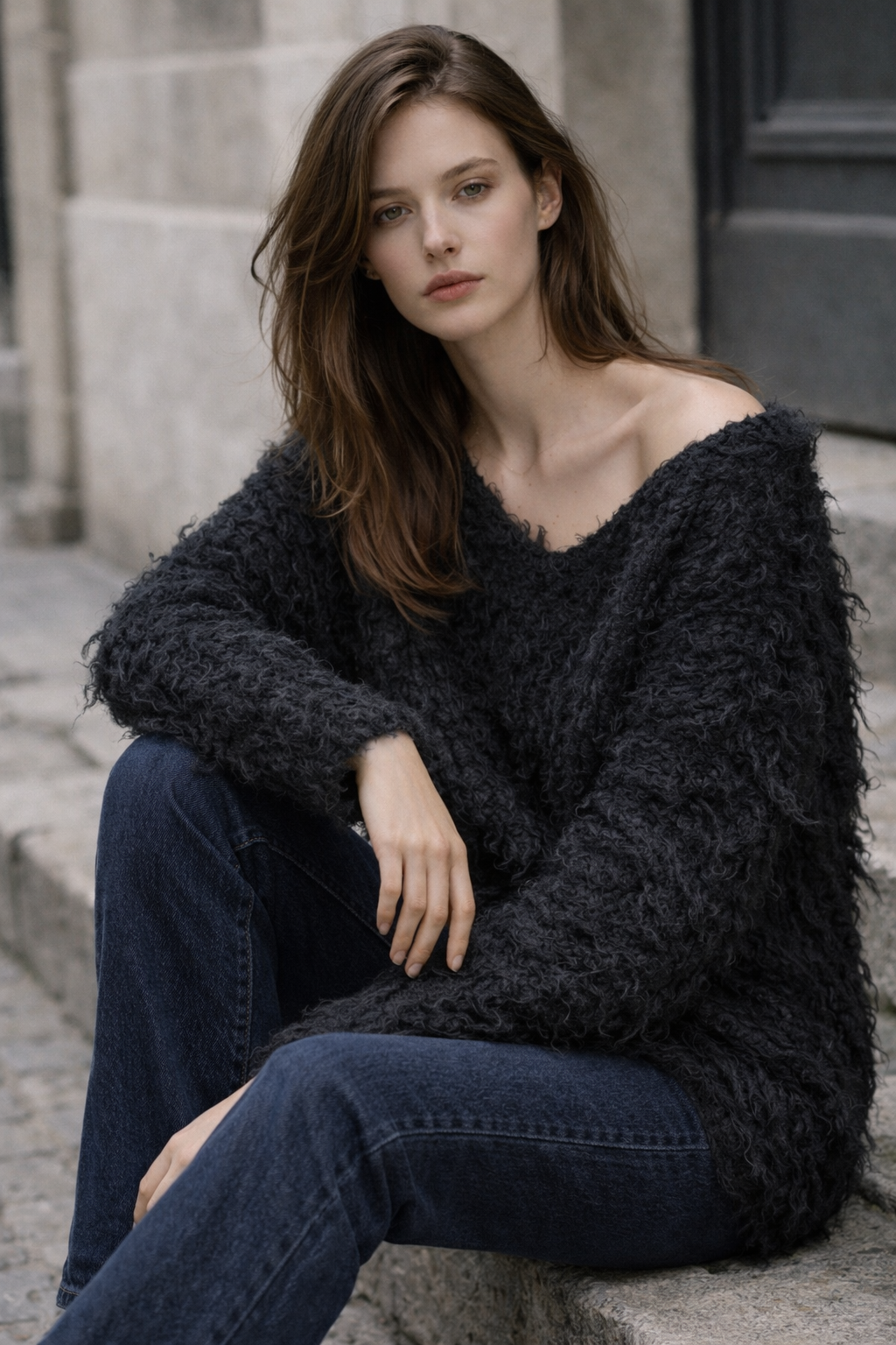 Airy Shaggy V Knit